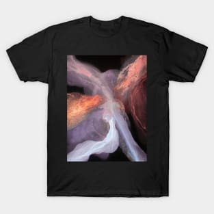 Alcohol ink abstract pink, purple, gold on a black background. Style incorporates the swirls of marble or the ripples of agate. T-Shirt